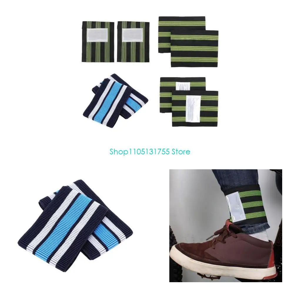 

K0EF Wide Reflective Bike Leg Band Stretchable Nylons Strap For Secure Regulable Light weight Cycling Accessory Reflective