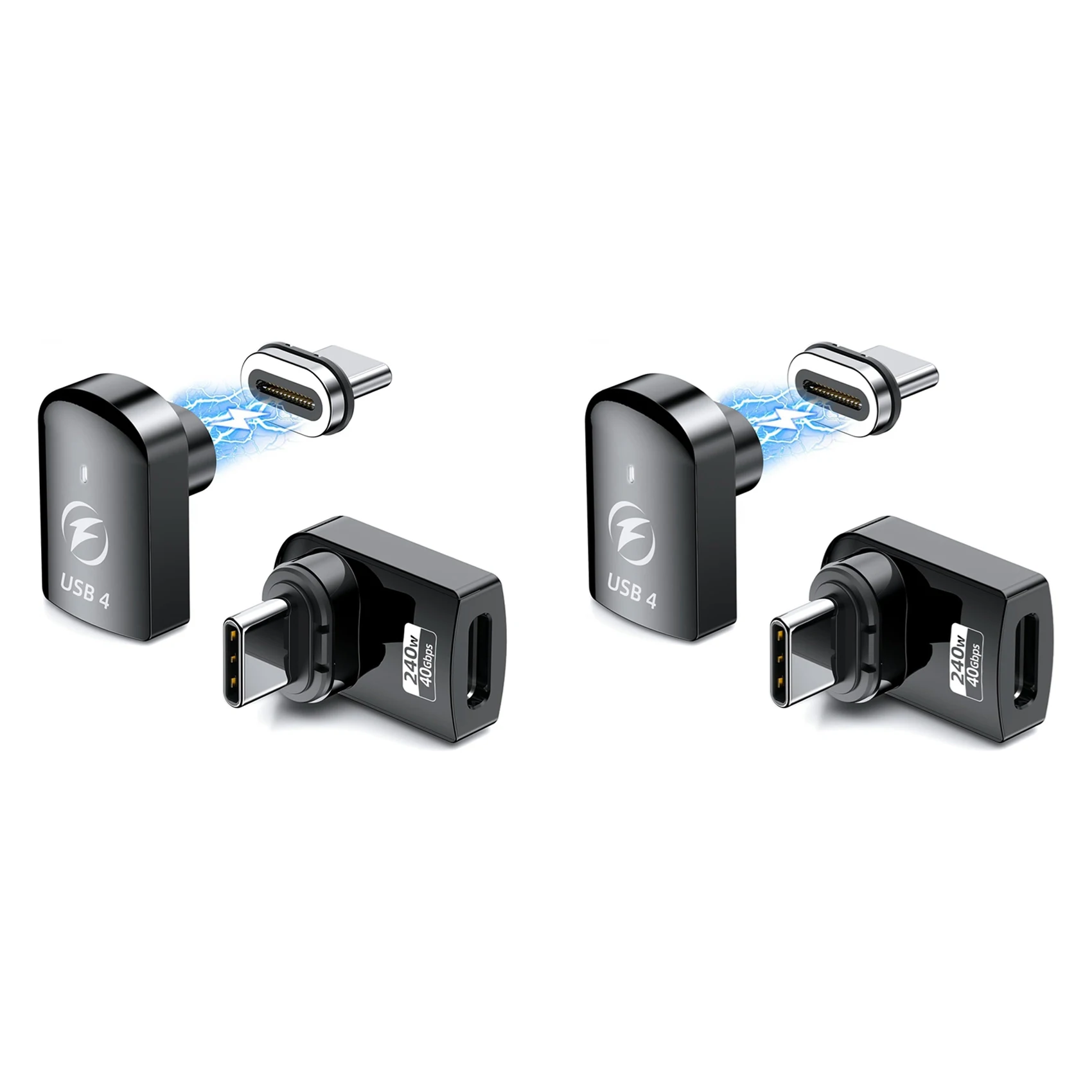 4 قطع محول USB C مغناطيسي 240 وات، محول مغناطيسي USB C 24Pin، 40 جيجابت في الثانية بيانات شحن سريع لـ Thunderbolt 3/4، MacBook Pro