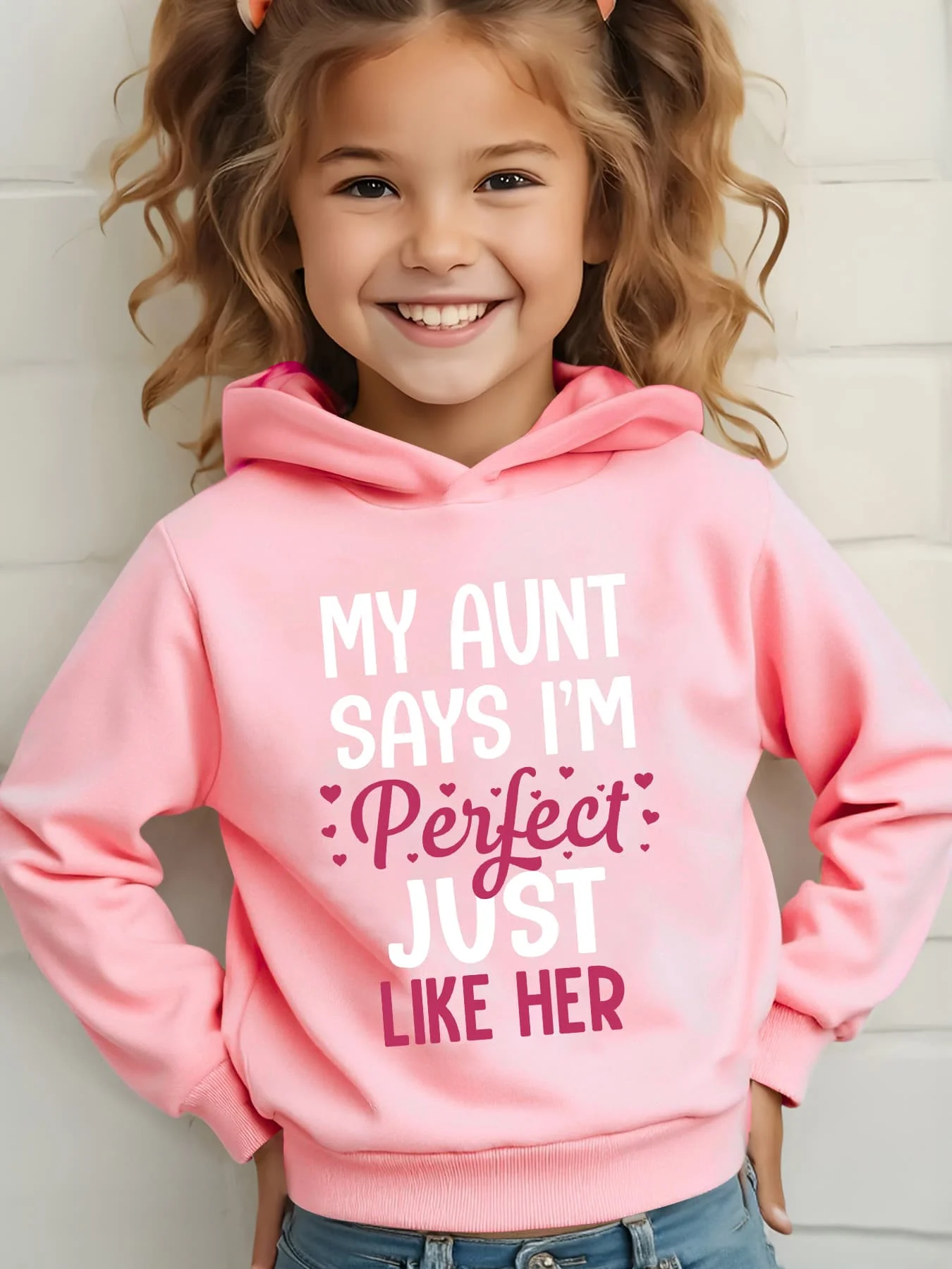 Fall and winter fashion hooded sweatshirt, featuring colorful letter elements and heart-shaped cartoon pattern prints