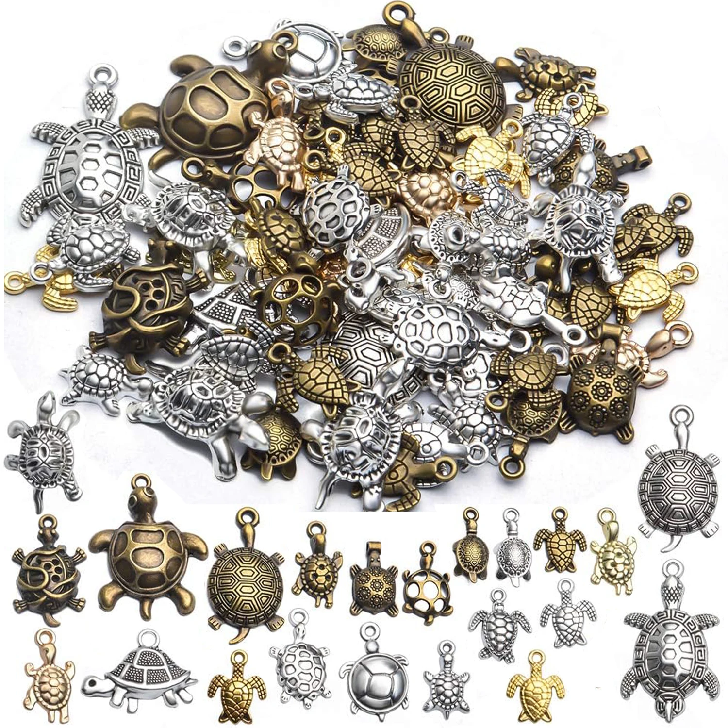 

100g Mixed Styles Antique Animal Sea Turtle Charms Pendant Alloy Charms for Earring Necklace Bracelet Jewelry DIY Making