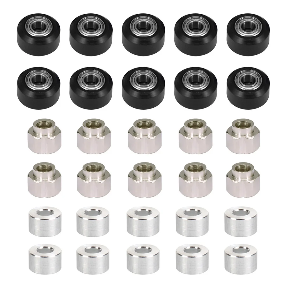 10pcs POM Small Pulley V-Slot Wheels Kit with Double Bearing+10pcs Hexagonal Eccentric Column+10pcs Round Isolation Column