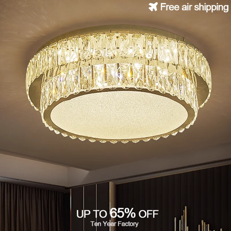 Modern Luxury LED Gold Silver Round Square Crystal Chandelier for Bedroom Recessed Dimmable
