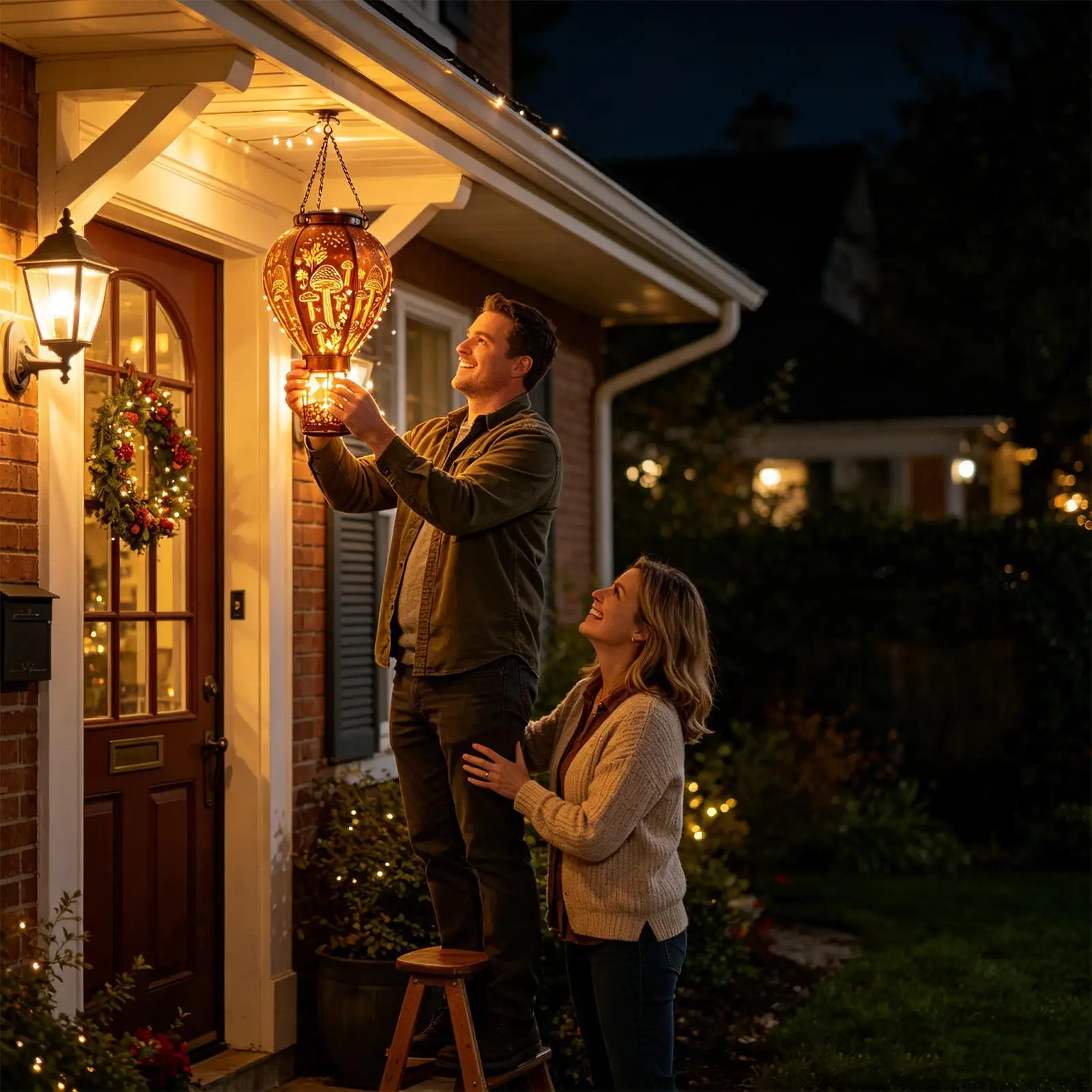 Hot Air Balloon Solar Light Hummingbird And Mushroom Waterproof Light Hot Air Balloon Decorations For Patio Fence Path Wall - view 2