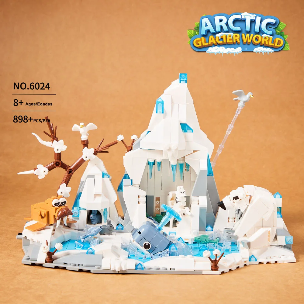 iDea Baustein-Set Arktischer Gletscher Weltmodell STEM-Bausatz Eisbär Narwal Lehrreiches Spielzeug Sammlung für Geschenke – Detail 1