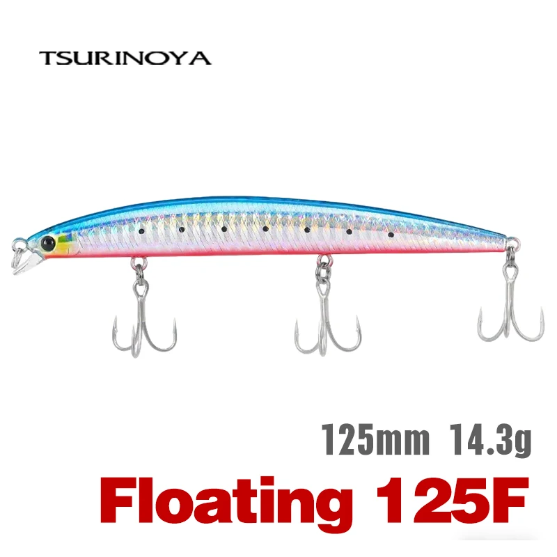 Tsurinoya magro minnow mar isca de pesca 125f 125mm 14.3g sw jogo flutuante iscas duras para alcance raso robalo falso iscas de pesca