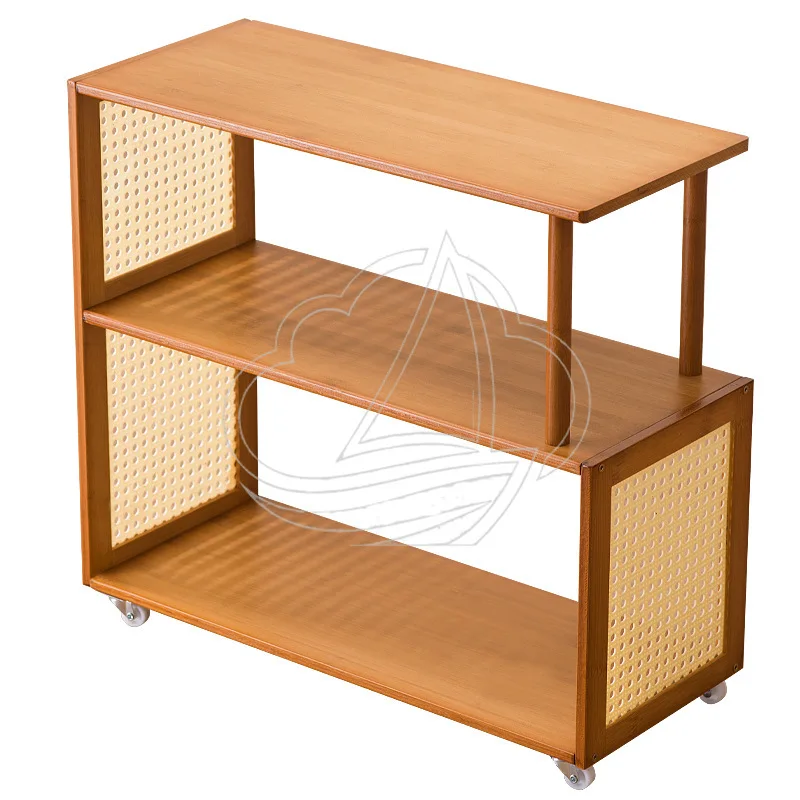 

Vintage style coffee table, movable storage rack, sofa side table, wheeled storage rack, handcart, living room coffee table