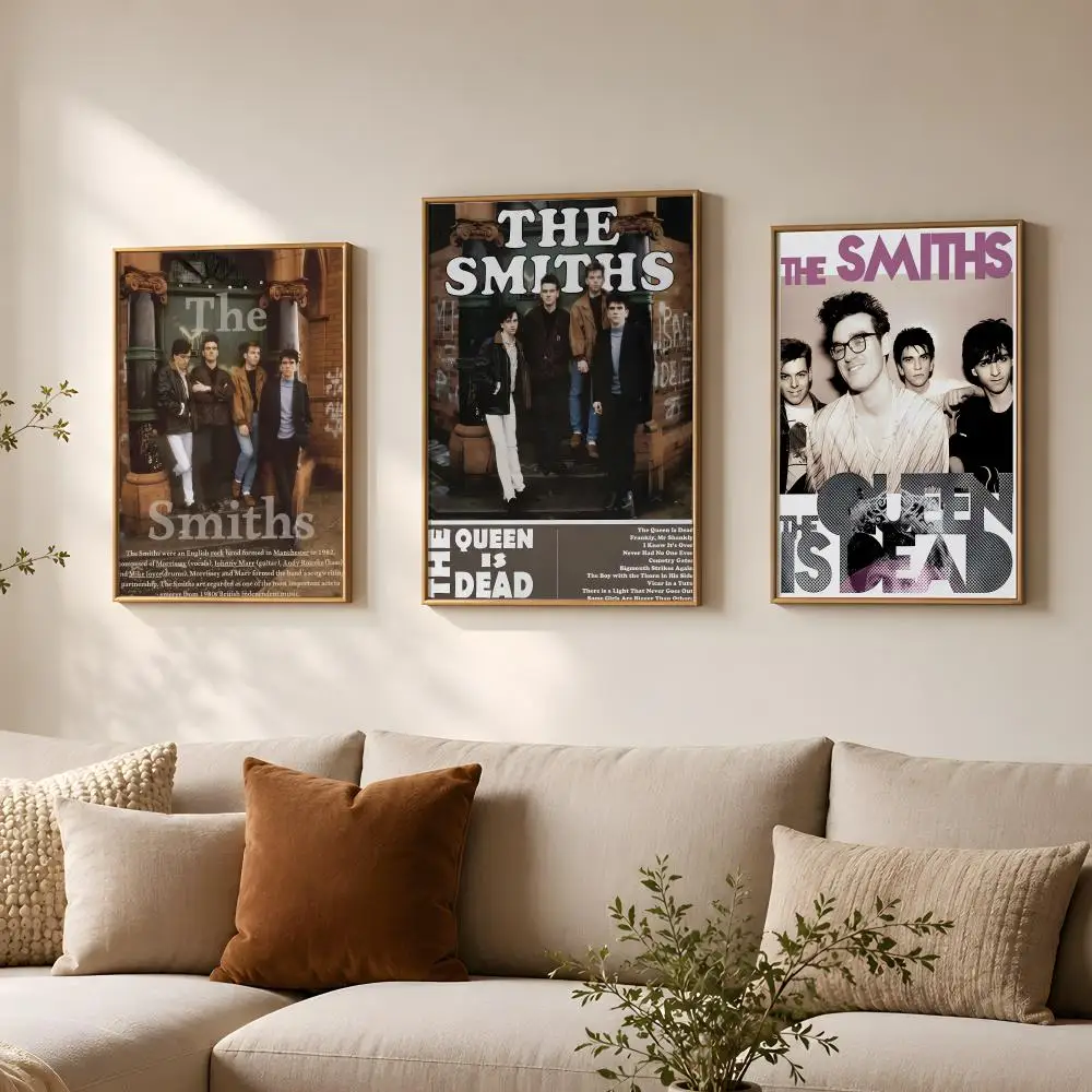 Band T-The Smiths-s Poster Vintage Self Adhesive PP Wall Art for Living Room Bar Bedroom Home Decor Gift