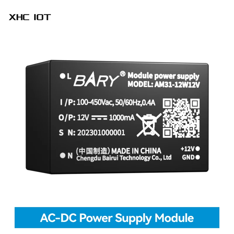 

AC-DC Buck Converter Power Supply Module XHCIOT AM31-12W12V Short Circuit Protection Output 12V 1000mA Input Voltage 85~450V