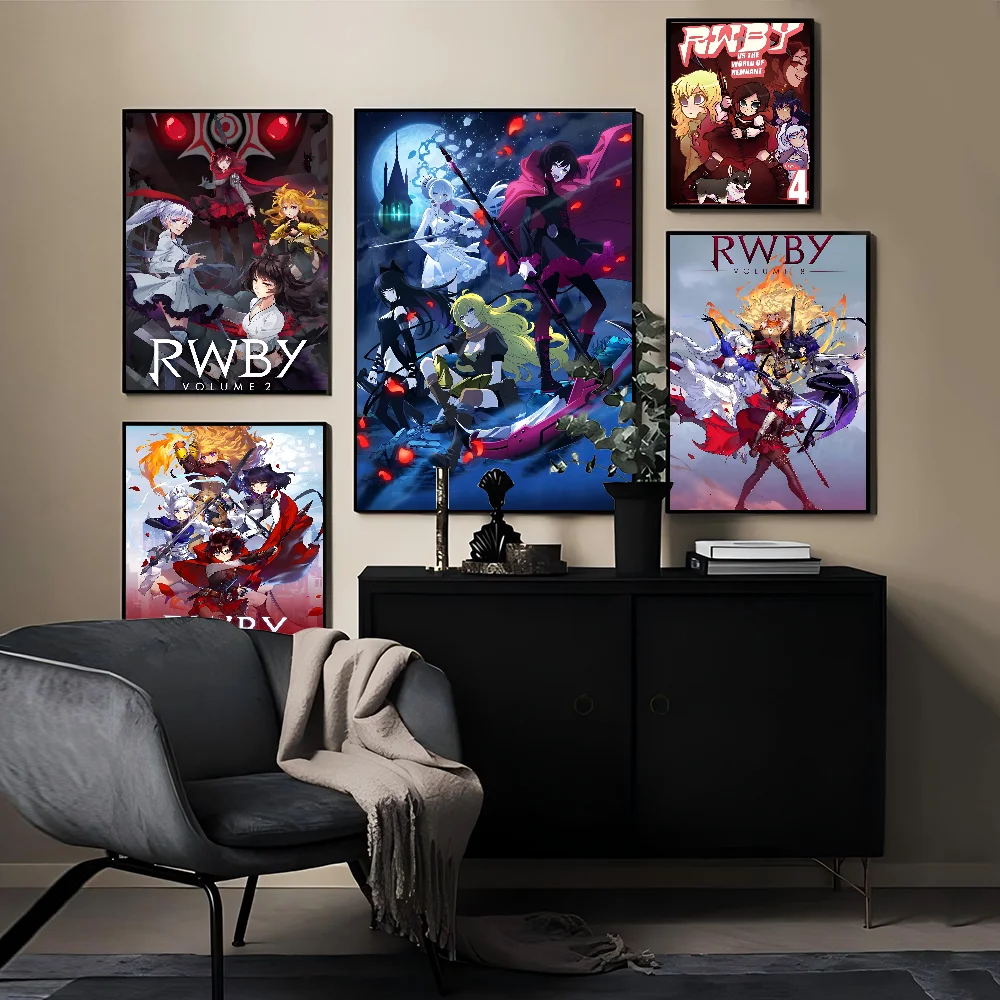 RWBY Anime Posters Sticky Vintage Room Home Bar Cafe Decor Kawaii Room Decor