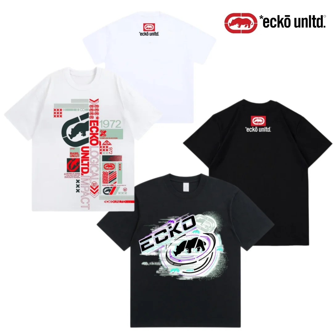 ECKO UNITD 2026 American Trendy New Red Rhino Graffiti American Hip Hop Design T-shirt, Men's and Women's Street Fashion, Hip Ho