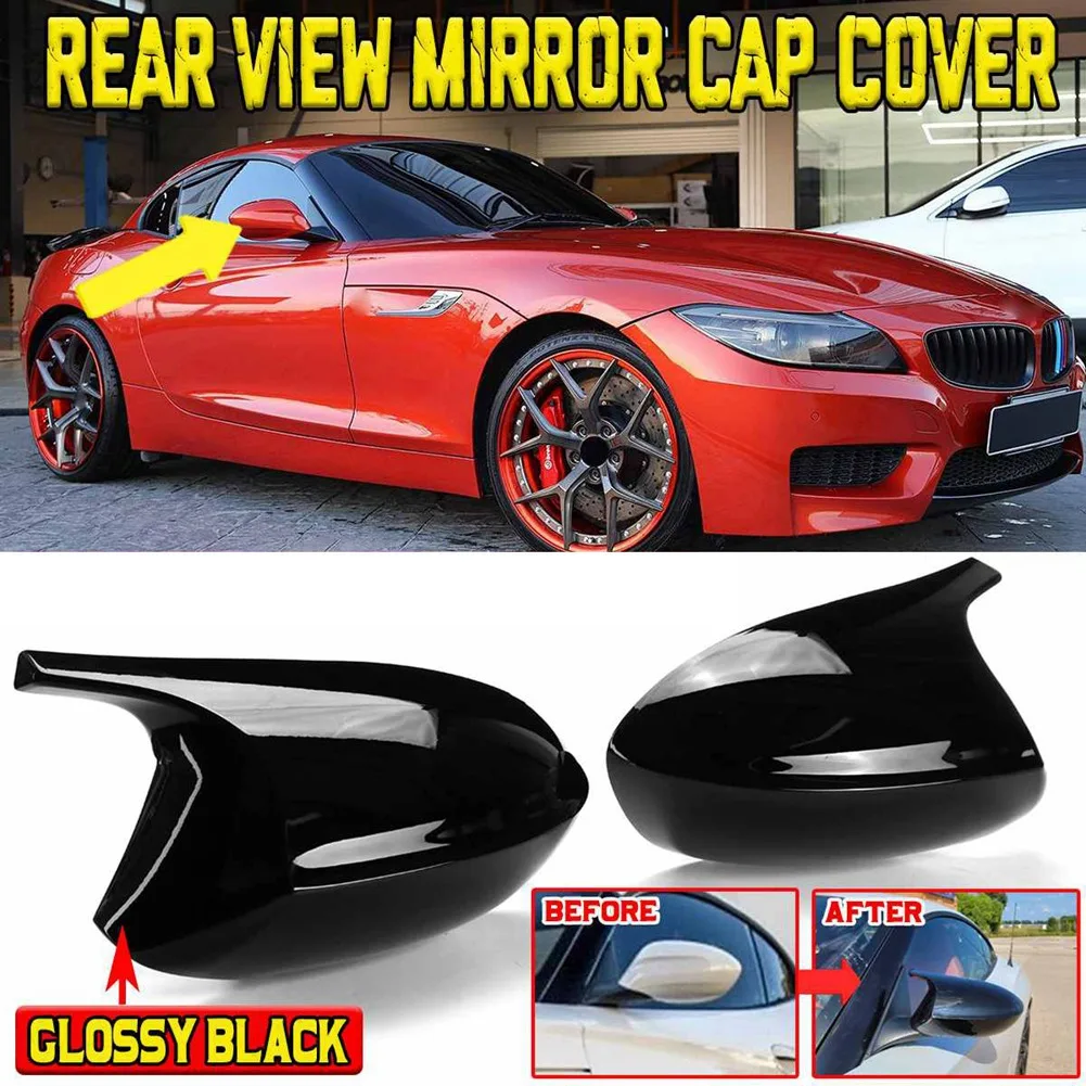 Car Glossy Black Side Rearview Mirror Cap Cover Rear View Mirror Covers Direct Replace for-BMW Z4 E89