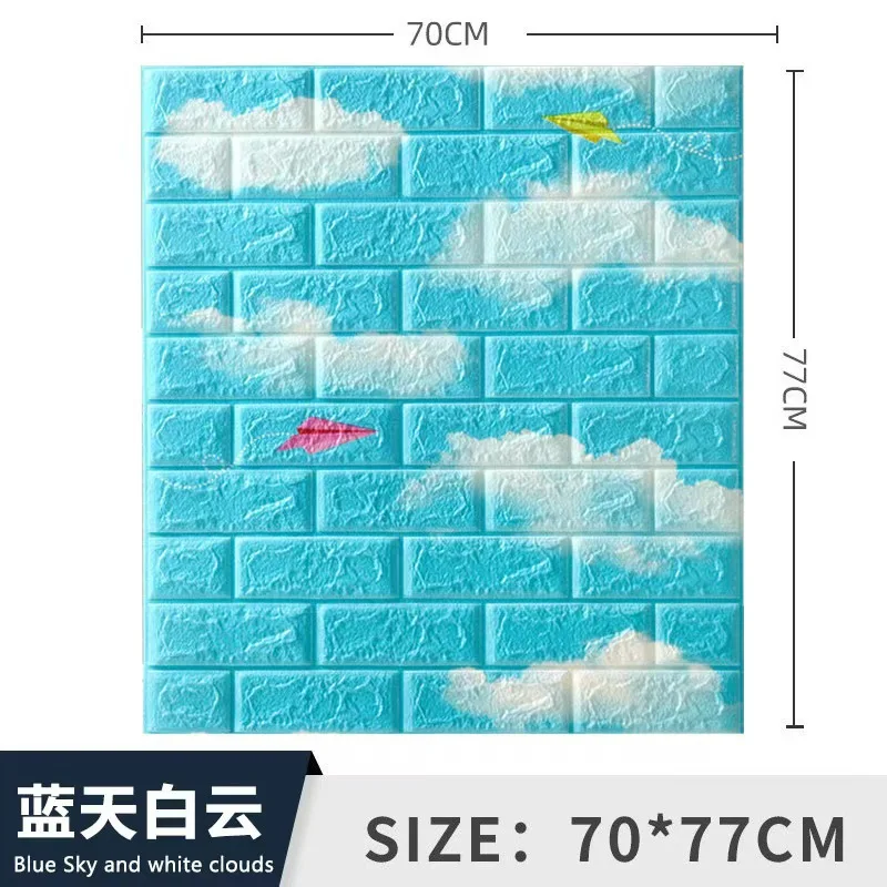 70x77cm 3mm 6 Panels 3D Foam Brick Wall Panels, Self-Adhesive Waterproof Feature Wall Decor for Bedroom Home DIY Renovation