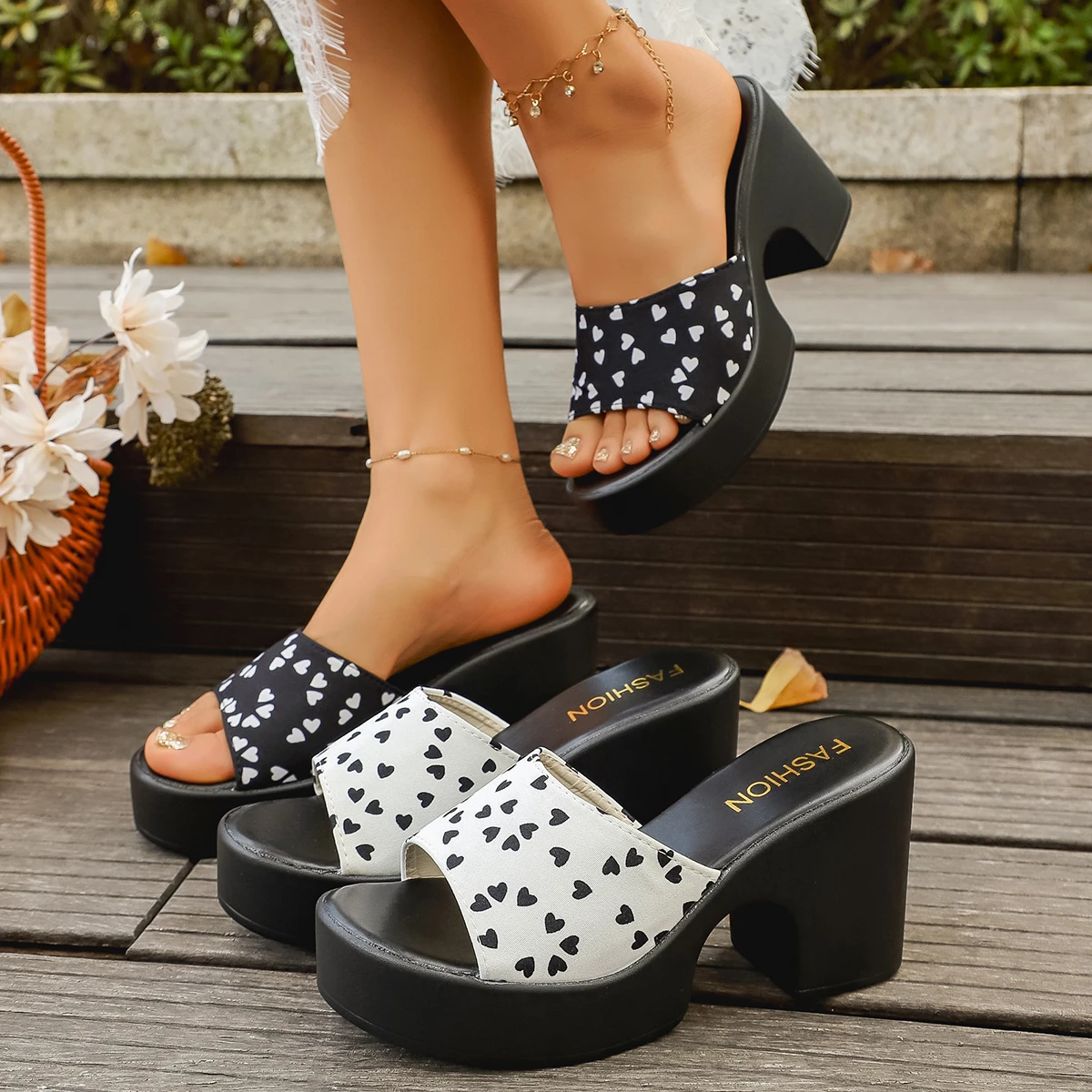 

Summer Women Sandals Open-Toe Thick Platform Outdoor Sandals Flip Flops Chunky Heel Fashion Minimalist High Heels Shoes Women