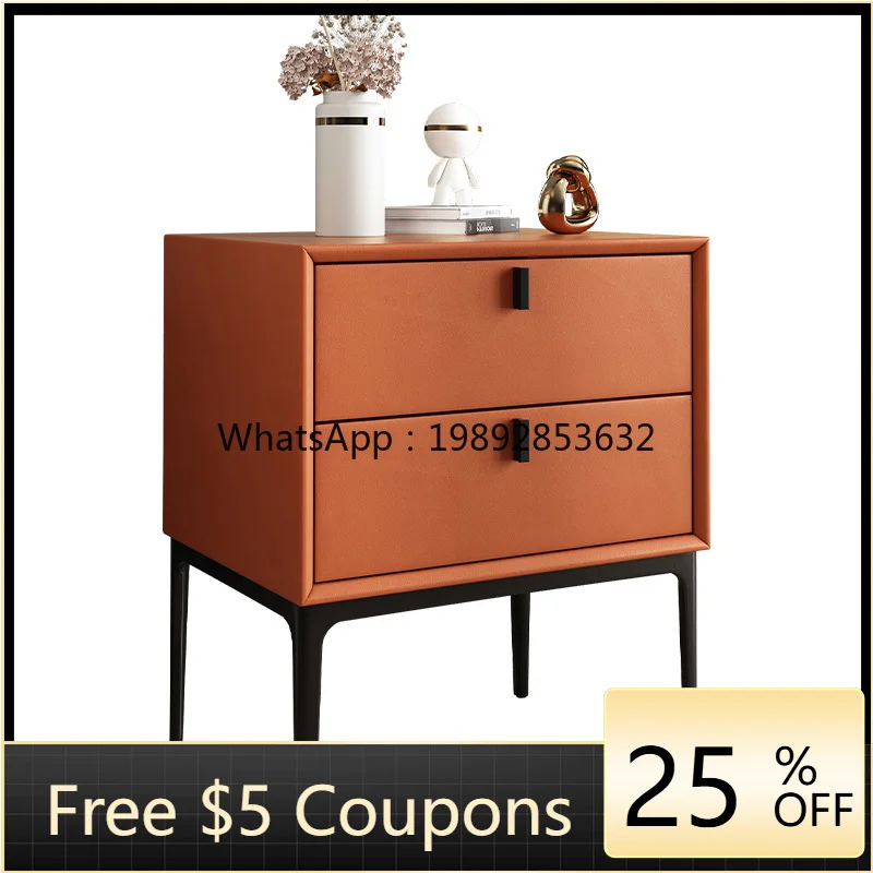 

G2 Solid Wood Leather Modern Minimalist Bedroom 50cm High-End Storage Bedside Cabinet