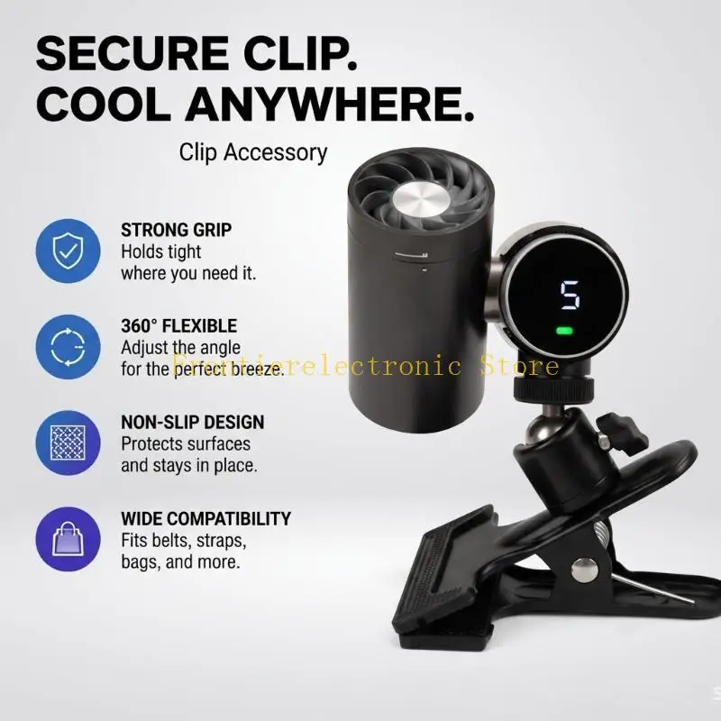 G8DB Bike Handlebars Fan Holder Clip for Travel, Cycling, Quick Screw-On Assembly
