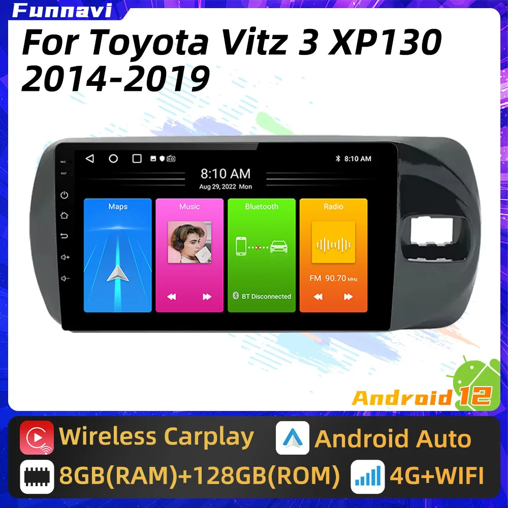 

Car Radio for Toyota Vitz 3 XP130 2014 - 2019 2 Din Android Multimedia Stereo Carplay GPS Navigation 4G WIFI Autoradio Head Unit