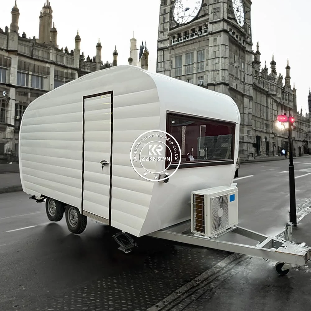 

Mobile Food Cart Hot Dog Pizza Vending Cart Full Kitchen Food Trailer with Display Cabinets