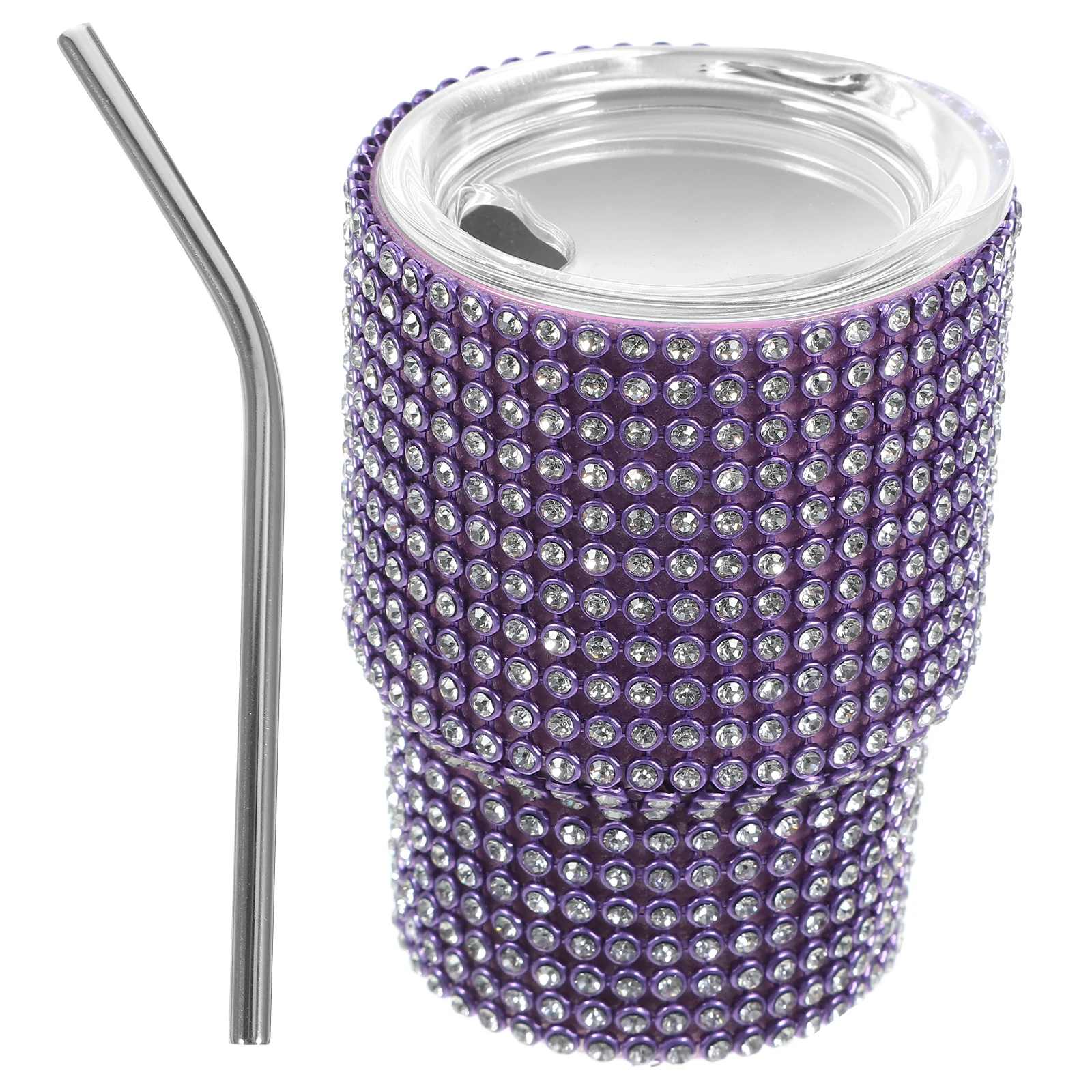 

Stainless Steel Wine Cup Mini Diamond With Straw Portable Glitter For Beer Wine Cocktail Outdoor Travel Use Bling Small Tumbler