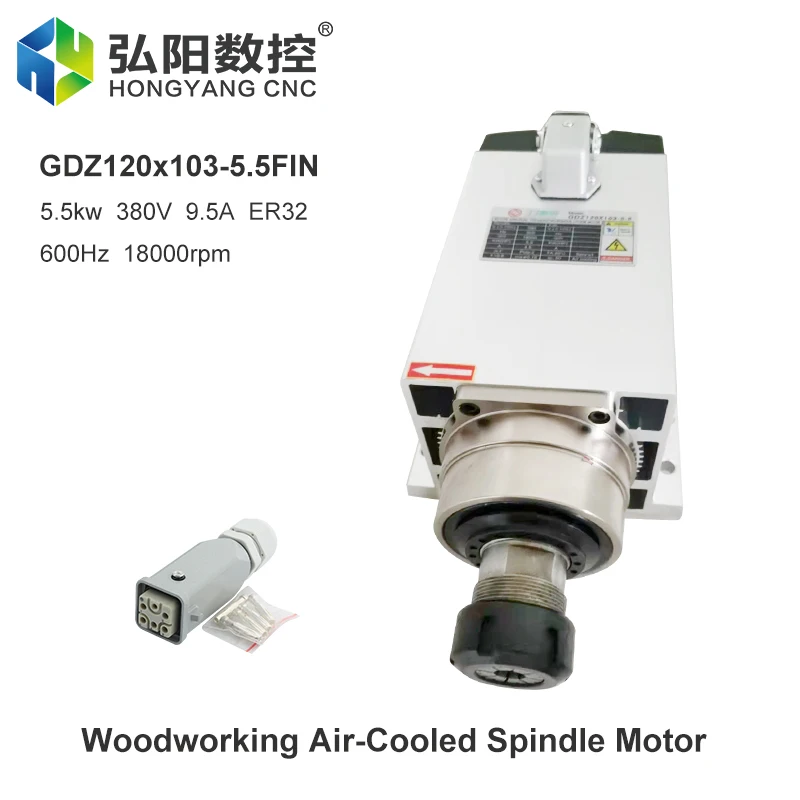 

CNC Spindle 5.5KW 380V Air-Cooled Spindle Motor ER32 Chuck 4 Bearing Square Spindle Mounting Flanges For CNC Router Engraving