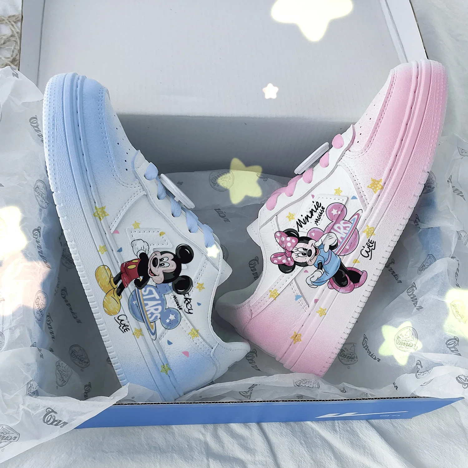 

Disney cartoon girls Mickey Mouse Minnie princess cute White Casual shoes non-slip soft bottom sports shoes