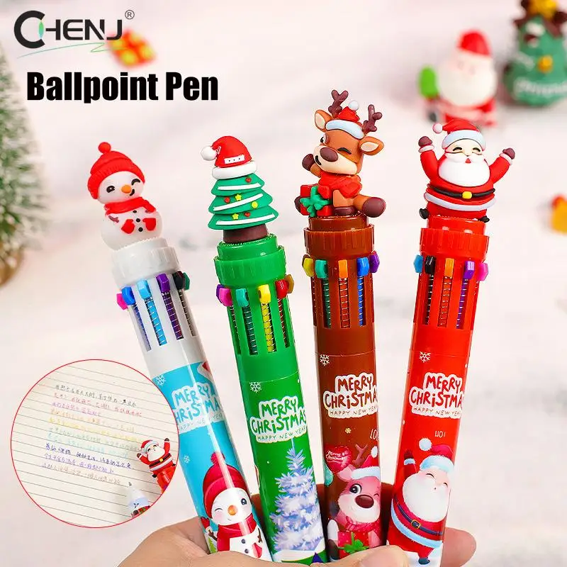 Multi-color Cute Christmas Santa Claus Gel Pens Kawaii Cartoon Ballpoint Pen For Writing School Supplies Office Accessories