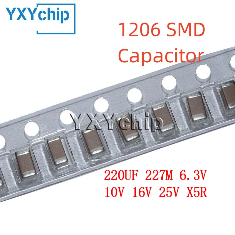 

20PCS 1206 220UF 227M 6.3V 10V 16V 25V X5R 20% SMD Chip Multilayer Ceramic Capacitor