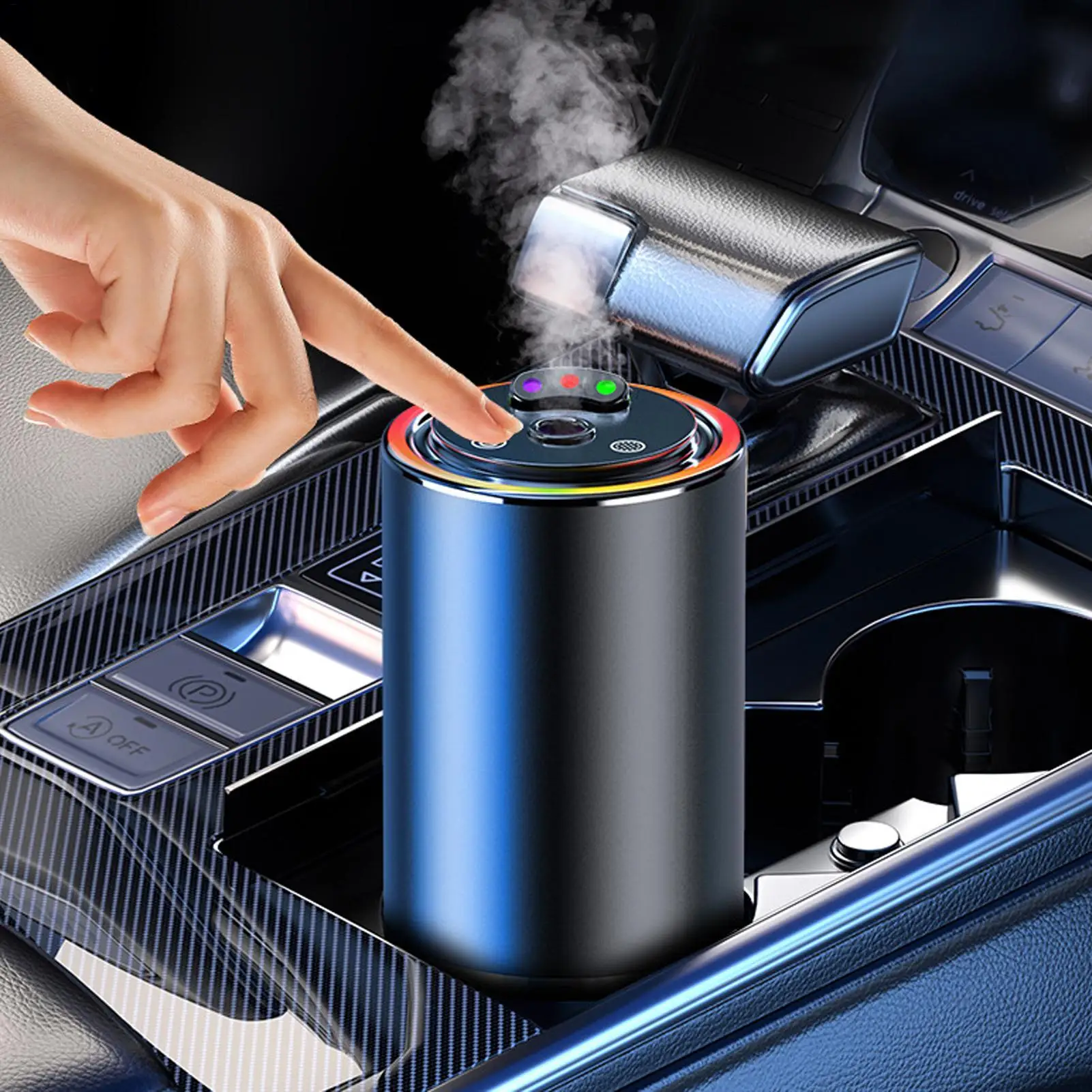 Car Air Freshener With Starry Sky Lamp 3 Color Essential Oil Fragrance Diffuser Auto Sound Pickup Ambient Light Aromatherapy