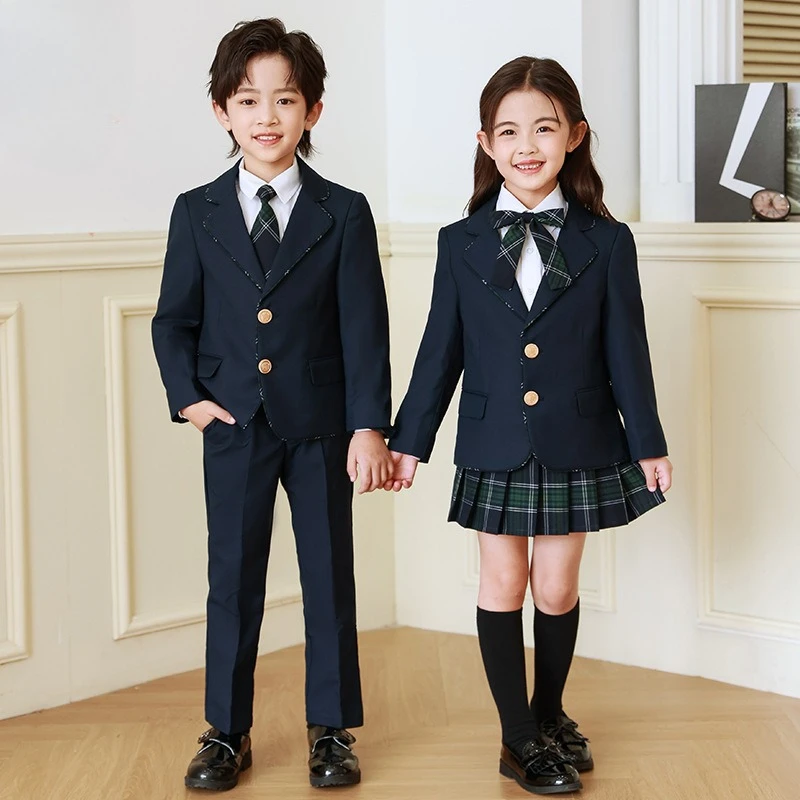 College Style Class Uniform Three Piece Set Spring and Autumn Fashion Suit British Style Shirt Coat Pants or Skirt Set