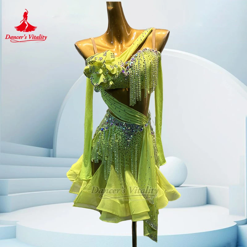 Latin Dance Professional Competition and Perform Dresses for Women Dancer's Vitality Samba Salsa Chacha Sexy Clothing Customized