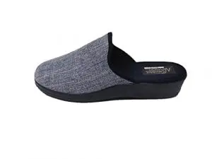 Women's Home Slipper instep: canvas and spandex rubber sole blue closed toe