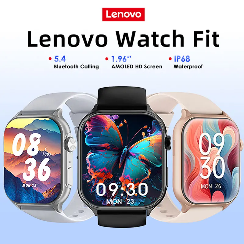 

Lenovo 2025New for Android and IOS Smart Watch Fit F101 1.96-inch HD AMOLED Heart Rate Bluetooth Calls SmartWatch Waterproof