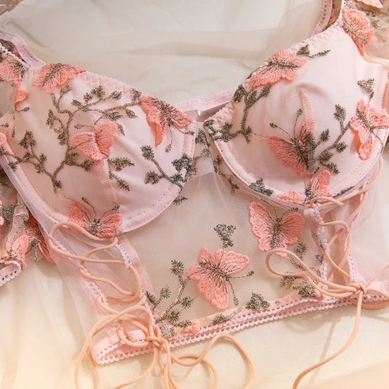 Bikini Embroidered Swimsuit See-through Navel Sexy Lingerie Set