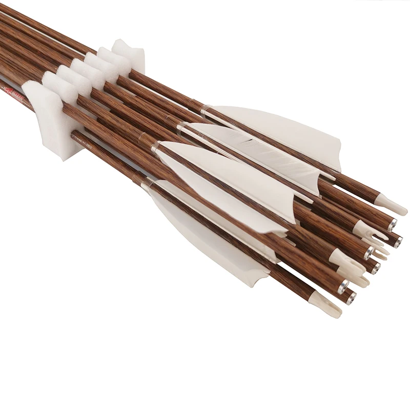 6PCS Linkboy Archery Carbon Arrows Wood Skin ID6.2mm 4pcs 4inch Turkey Feather 100gr Tips Bow Hunting Accessories