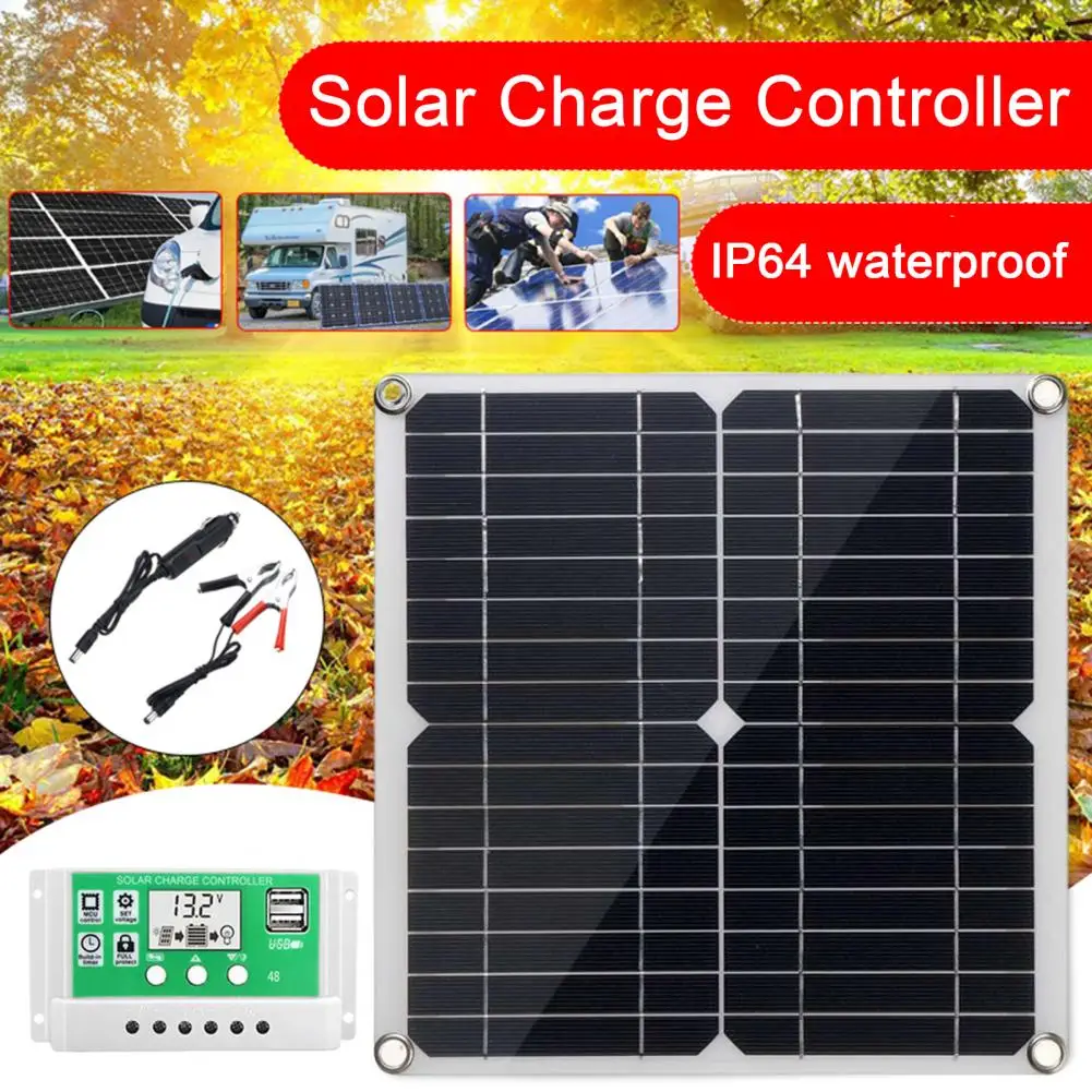 Kit Panel Surya Monokristalin 20W dengan Pengontrol Aksesori Pengontrol Pengisian Daya Surya Tingkat Konversi Tinggi Tahan Air IP64