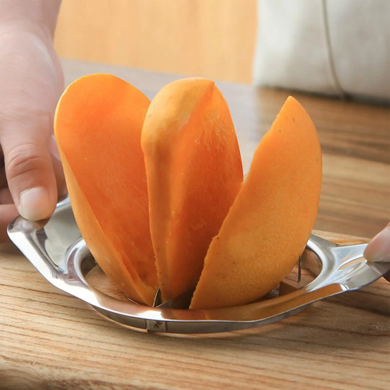 

Stainless Steel Mango Cutter Slicer Pitter Tool Easy Fast Fruit Corer Seed Remover Safe Kitchen Gadget for Fruits Mango Lovers