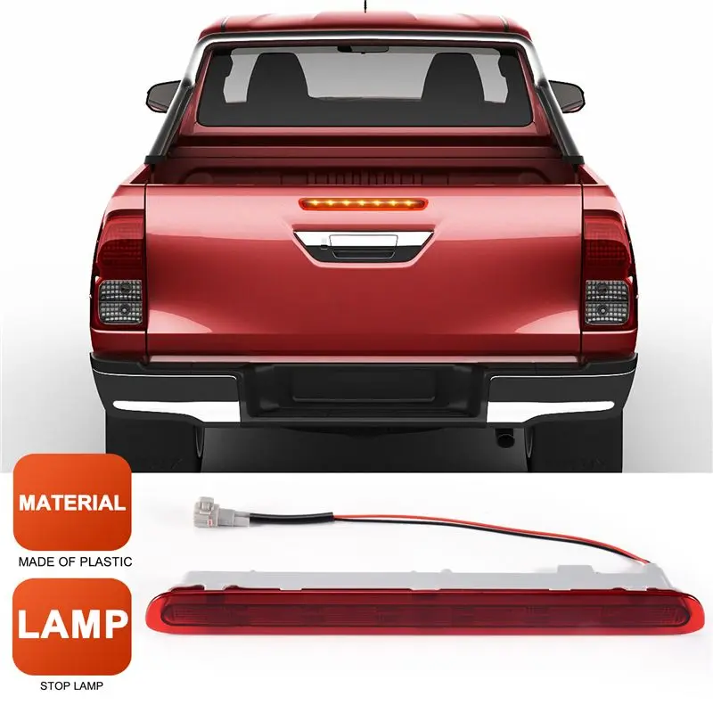 AB59-Dynamic Third 3Rd Brake Light, Rear Tail Light Stop Lamp For Toyota Hilux Revo Vigo 2015 2016 2017 2018 Red Shell