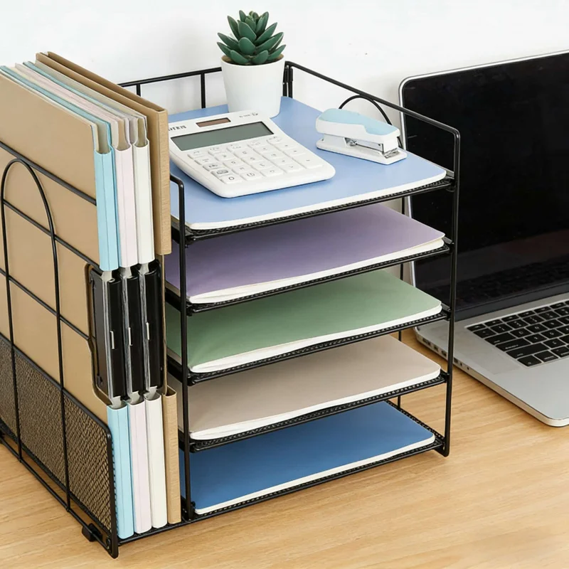 

Office desk surface panel5Layer Paper File Rack Data Organizer Storage Box File Holder Archive Rack Multi-layer Design Office Su