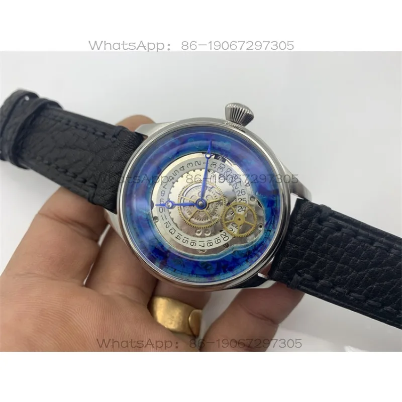 Personalized Mechanical Watch Sapphire Blue Dial Modified Manual Mechanical Watch