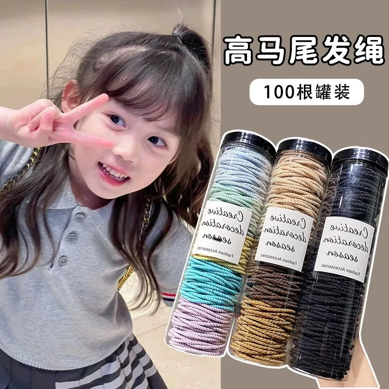 Seamless Hair Rings Elastic Ties Simple All-match Hair Ropes Non-slip Hair  Bands Solid Color Elastic Rubber Band Hair100/200pcs