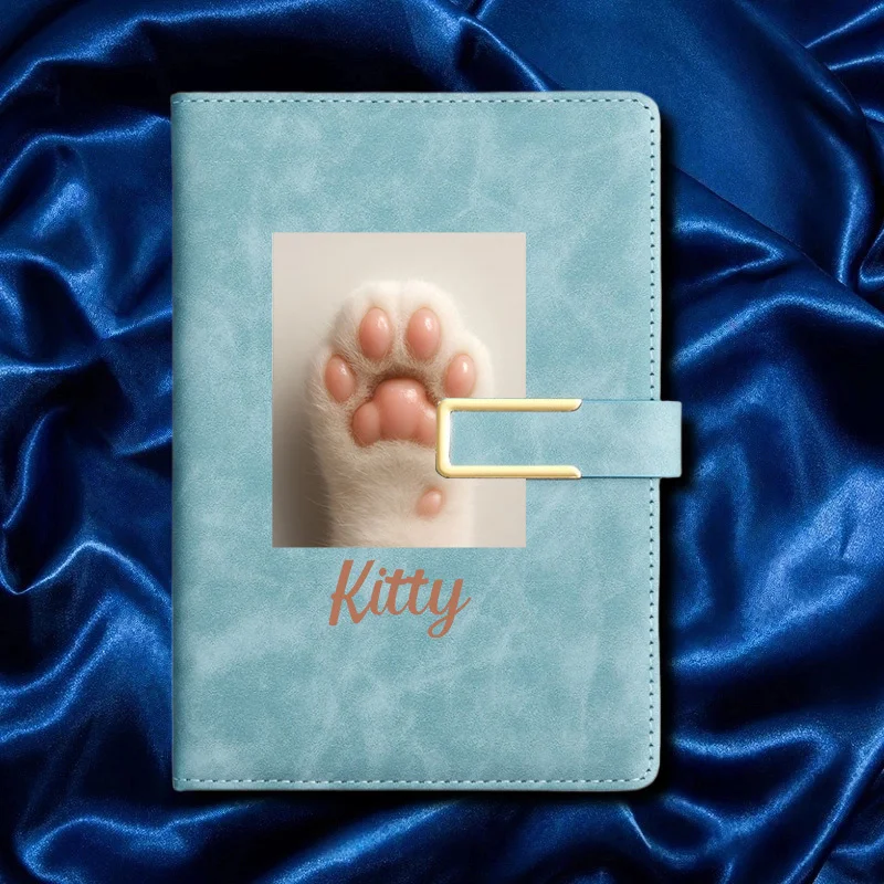 Faux Leather Notebook with Custom Name - A5 Size Textured Cover Diary for Work, Travel, Meetings, Halloween, Christmas