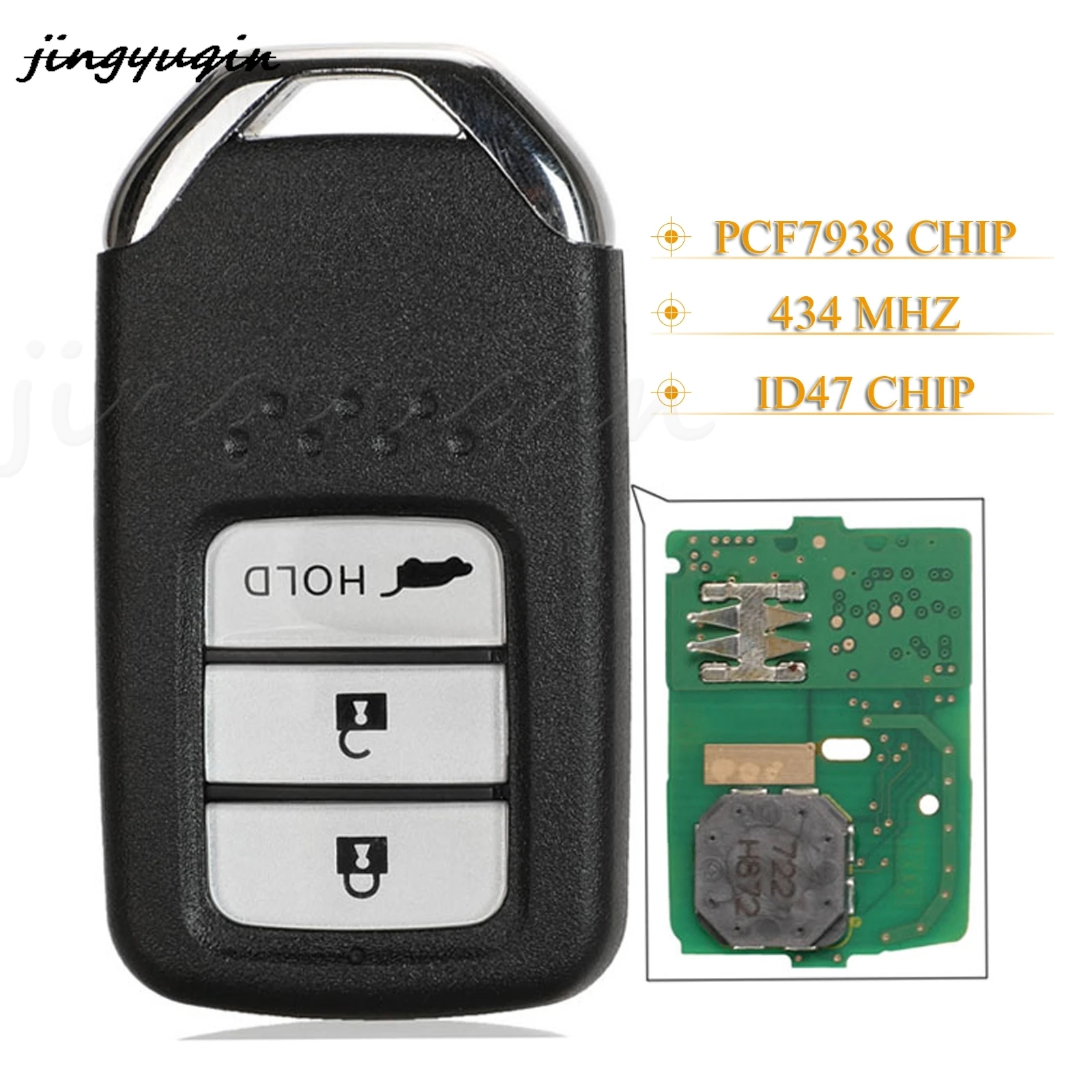 

jingyuqin 5pcs 3 Buttons Smart Remote Car Key Fob 434Mhz ID47 Pcf7938 For Honda CR-V 2018 A2C983191003