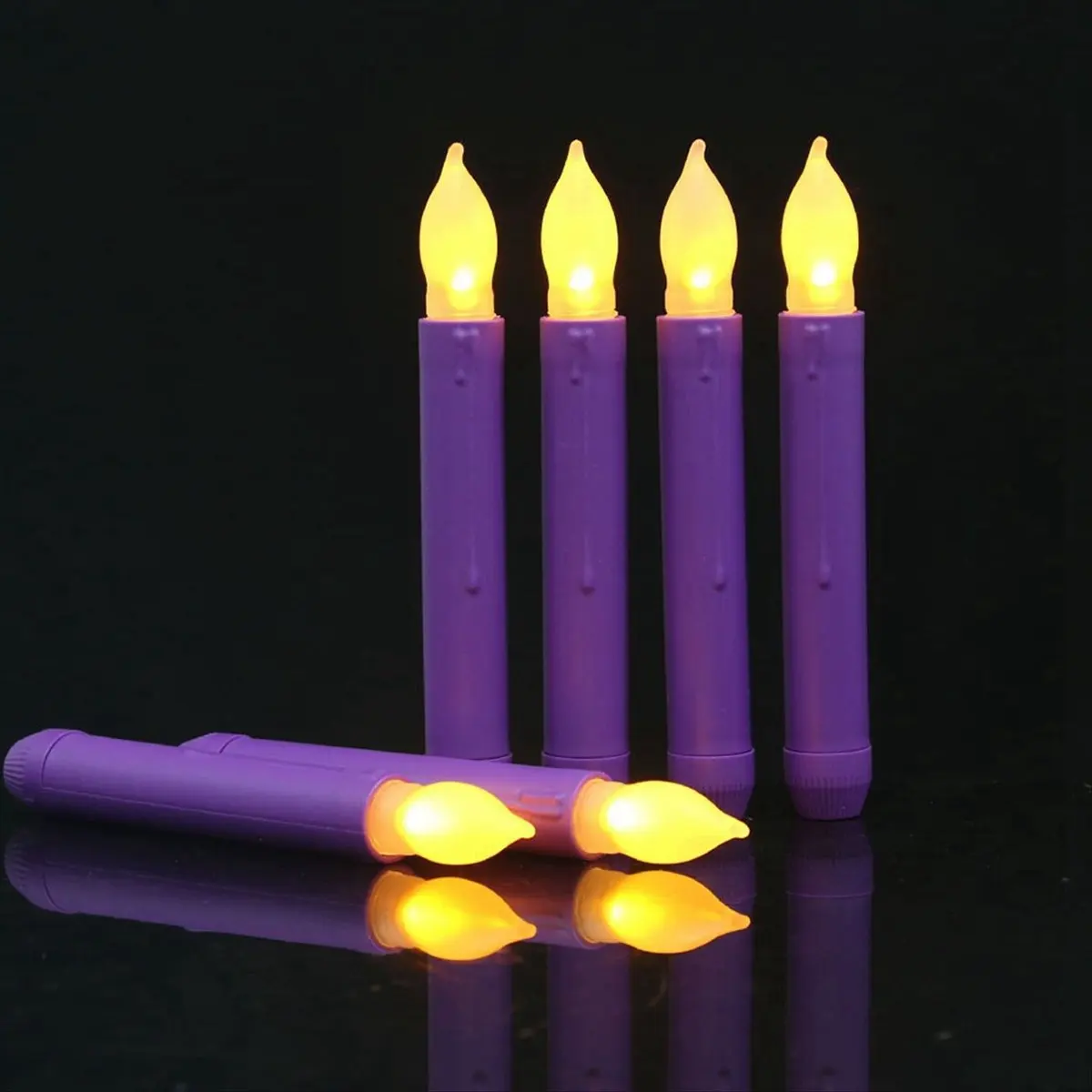 ABMO имитация беспламенной светодиодной свечи с длинным столбом, слезная свеча на день рождения, красочный корпус, желтая вспышка, декоративный свет,