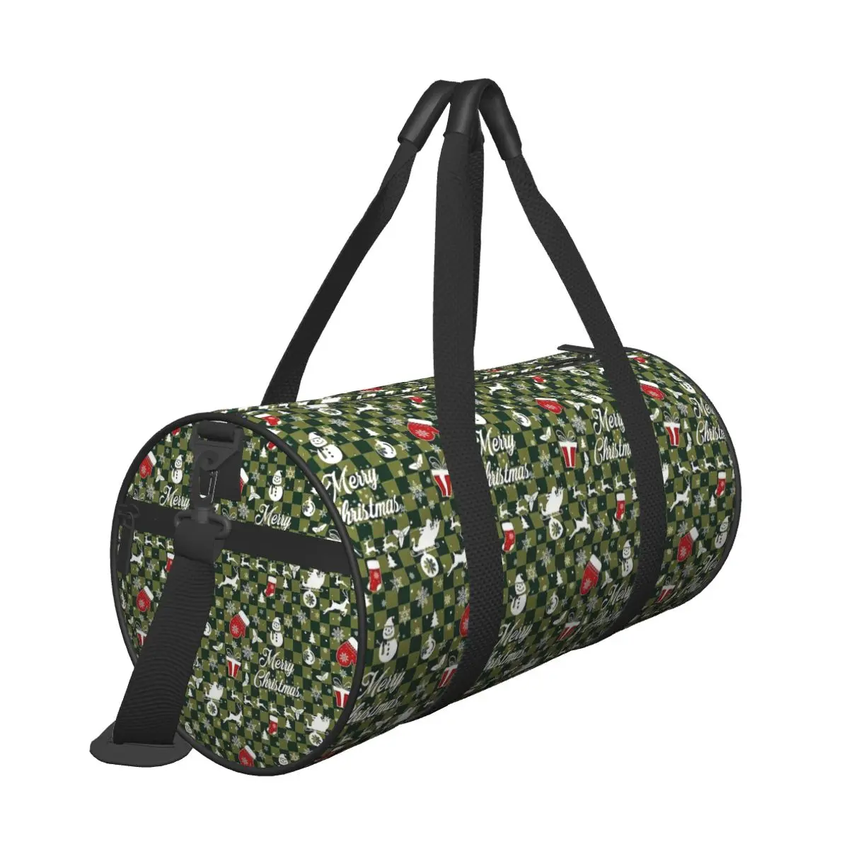 Christmas Pattern - Green Plaid Sport Bags Gym Accessories Gym Bag Waterproof Male Handbag Travel Training Novelty Fitness Bag