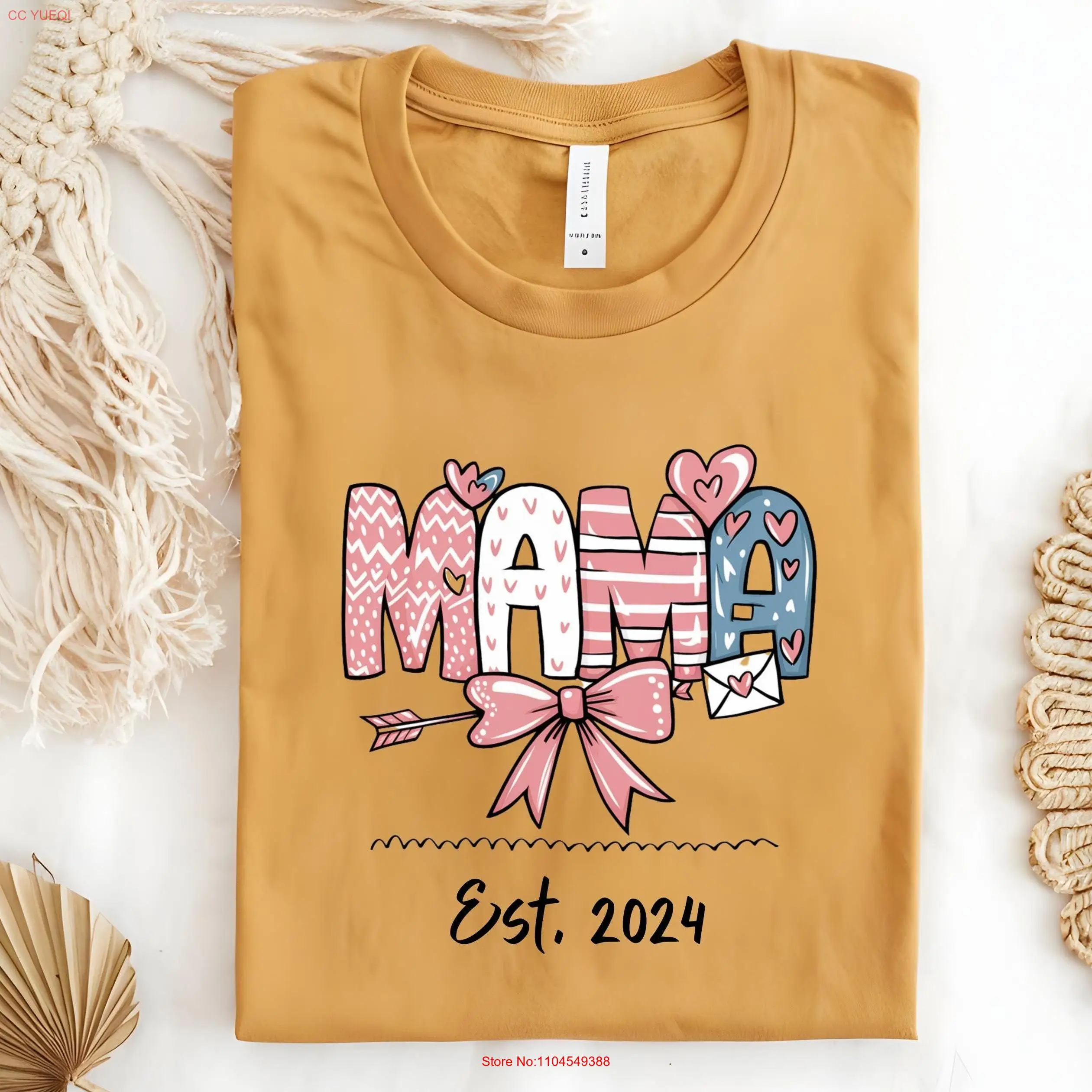 

Personalized Cute Mama T Shirt Boy Mom Girl Mother's Day Comfy Jersey Loose Fit long or short sleeves