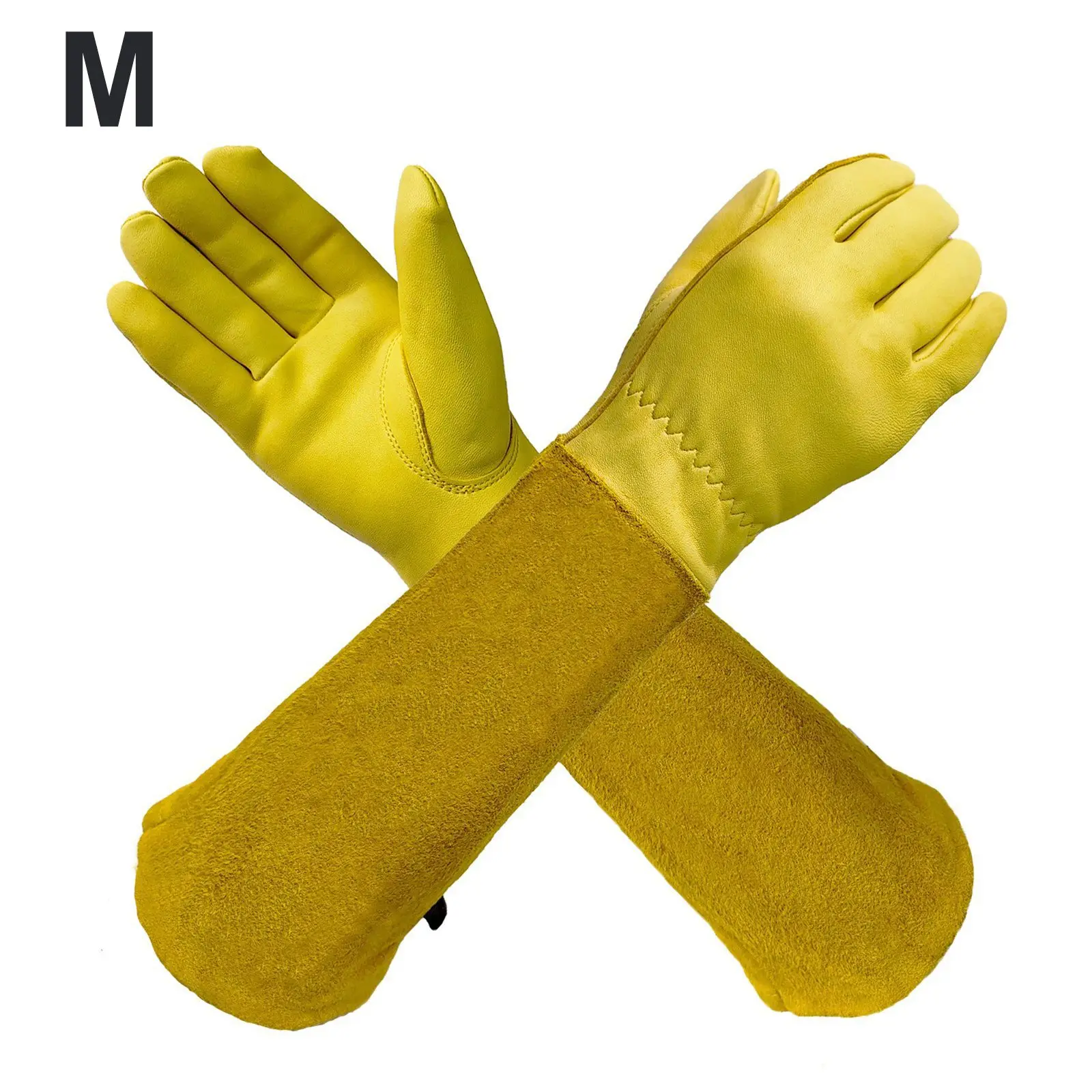 Garden Work Outdoor Gardening Leather Gardening Gloves Cowhide Work Gloves 42CM Breathable Material Elbow Length Gauntlets