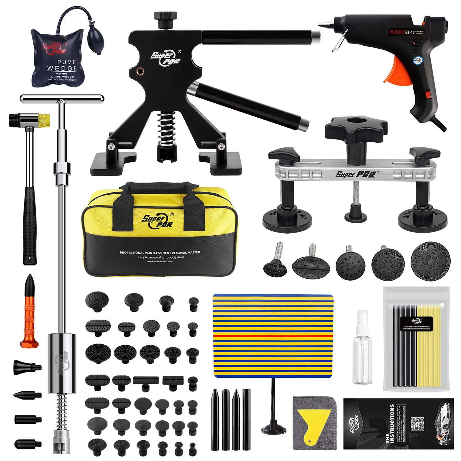 Super PDR Auto Dent Repair Tools Uitdeuken kits Verveloos Dent Repair Auto Body Dent Puller Kit voor auto