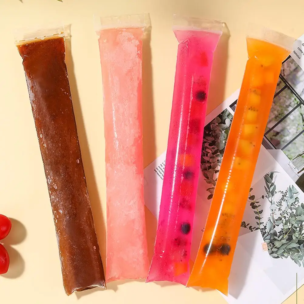 10/50pcs Disposable Transparent Ice Popsicle Bags DIY Ice Cream Pops Fruit Juice Smoothies Yogurt Mold Bag Kids Ice Lolly Bag