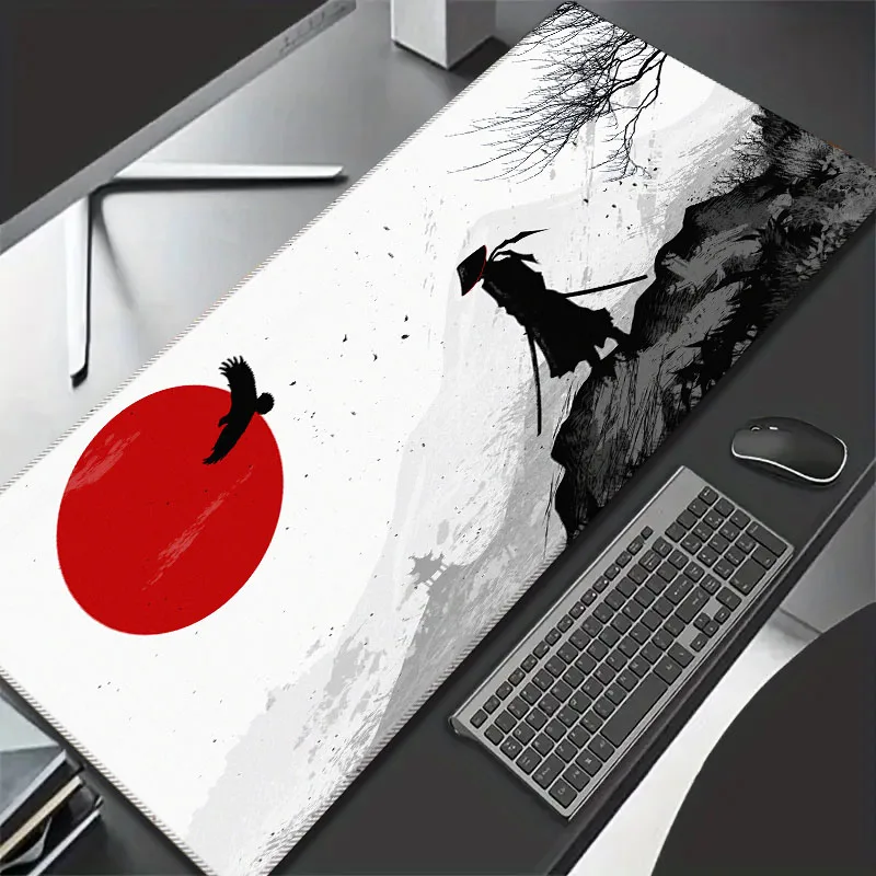 

Black and White Sunset Warrior Chinese Ink Painting Large Anime Mouse Pad XXLMat Big Gamer Gaming Playmat Desk Keyboard Mousepad
