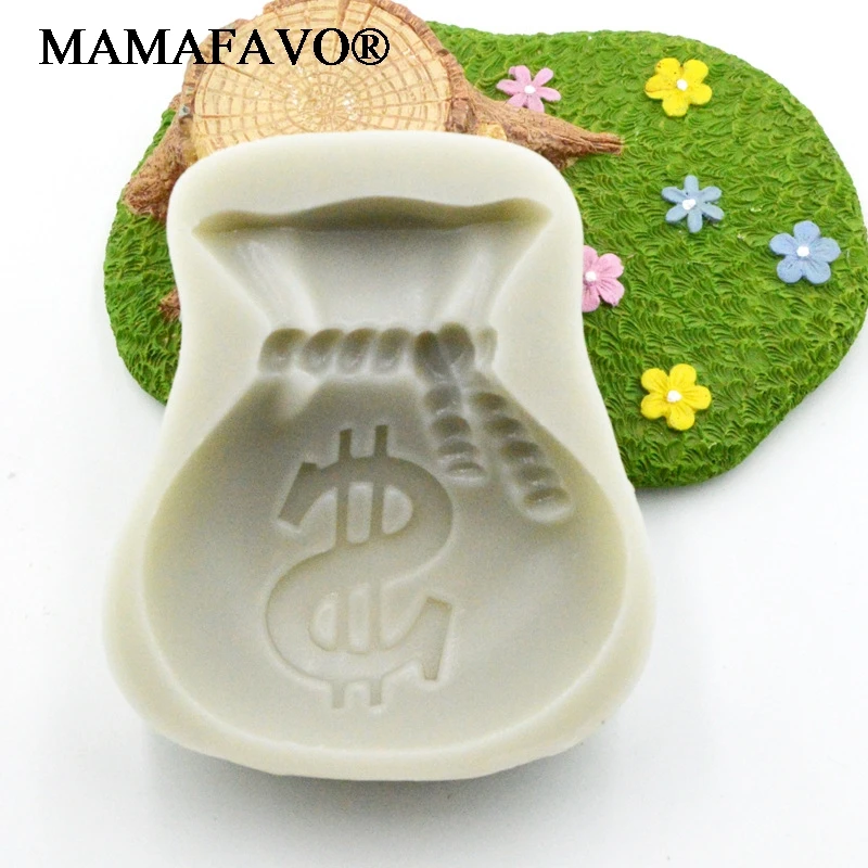 Silicone Mold Money Bags Dollar Soap Molds Gypsum Chocolate Candle Mold Fondant Mould Purse Wallet Clay Resin Eco-friendly F179
