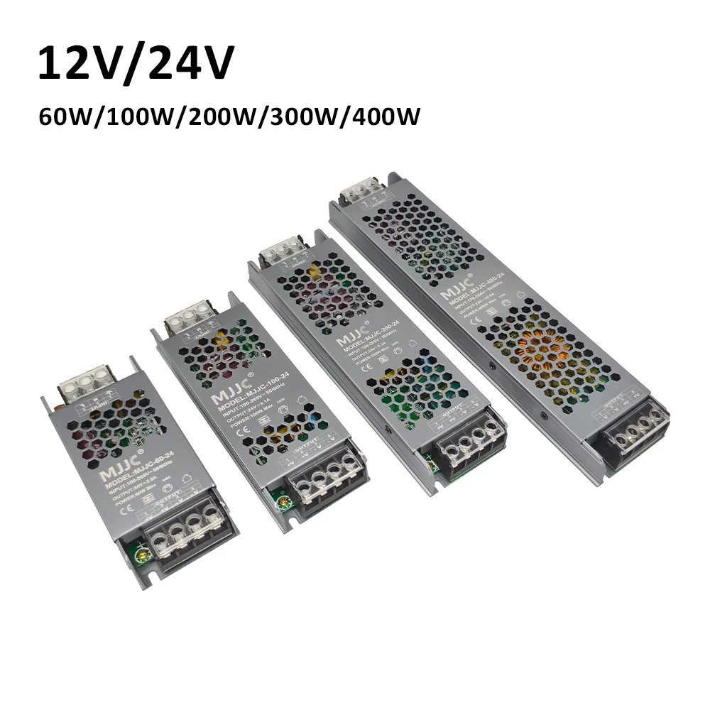 DC12V 24V LED Power Supply Lighting Transformer LED Driver 60W 100W 200W 300W 400W 220V to 12 24 Volt Driver for Led Strip Light